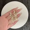 Brincos de Metal Longos com Franjas de Flores Estilo Europeu e Americano Exagerado Tendência Criativa Popular Transfronteiriça
