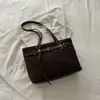 Bolsa tote grande de couro de alta qualidade, decoração de cinto de couro, estilo coreano, para o dia a dia, com uma alça de ombro/axila