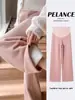 Pantalones de Maternidad para Primavera y Verano, Forrados de Polar y Engrosados, Pantalones de Pierna Ancha de Cachemir Sintético, Pantalones Largos Que No Aprietan el Vientre, Ropa de Maternidad