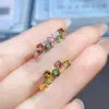 Anillo de Turmalina Natural Popular al por Mayor de Fábrica Plata S925 Incrustado con Piedra Principal 3*3 Joyería de Lujo Venta Directa de Fábrica