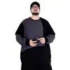 Sudadera de otoño de talla grande con retazos y cuello redondo, modelo nuevo 2026, para personas altas y corpulentas, casual y elegante, moderna y versátil