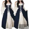 Fantasia de Halloween Amazon Vestido de princesa europeia e americana amarração na cintura Vestido retro medieval renascentista