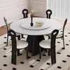 Mesa de Comedor Redonda de Madera Maciza Estilo Francés Vintage 2025 Nuevo Negro Hogar Americano Apartamento Pequeño Moderna de Moda Minimalista