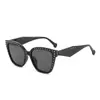Óculos de Sol Cat-Eye com Rebites New Retro Transfronteiriços, Óculos Versáteis Tendência Europeus e Americanos, Óculos de Moda Feminino de Alta Qualidade