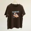¡Favorito del día! Camiseta Blanca de Manga Corta con Bordado de Tomate y Forro de Polar para Mujer, Top Básico Versátil de Cuello Redondo para el Trabajo