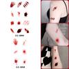 Adesivo de Cicatrizes de Halloween Feridas no Rosto Gotas de Sangue Cor Adesivo de Tatuagem Maquiagem de Terror Maquiagem Casa Assombrada Simulação de Cicatrizes