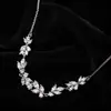 Collar de Flor de Glicinia Sonriente para Mujer Diseño de Nicho Ins Estilo de Alta Gama Cadena para Clavícula con Colgante de Hoja y Circonita Accesorios Venta al por Mayor