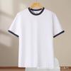 Camiseta de algodão de verão com contraste masculina e feminina cor de ombro combinando gola redonda manga curta atacado logotipo personalizado roupa de grupo Camiseta