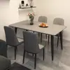 Mesa de Comedor de Roca para Uso Doméstico Mesa de Comedor de Lujo Ligero Moderna Simple Mesa de Comedor para Apartamento Pequeño Mesa de Sala de Estar Juego de Mesa y Sillas Rectangulares para Comedor