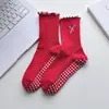 Calcetines de Yoga para Mujer, Calcetines Antideslizantes Profesionales de Media Pantorrilla para Baile, Calcetines Largos Deportivos para Fitness en Interiores Pilates de Zhejiang