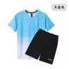 Traje Deportivo Degradado para Hombres y Mujeres Verano Fitness Camiseta de Manga Corta de Secado Rápido para Correr Holgada Venta al por Mayor Transfronteriza de Comercio Exterior