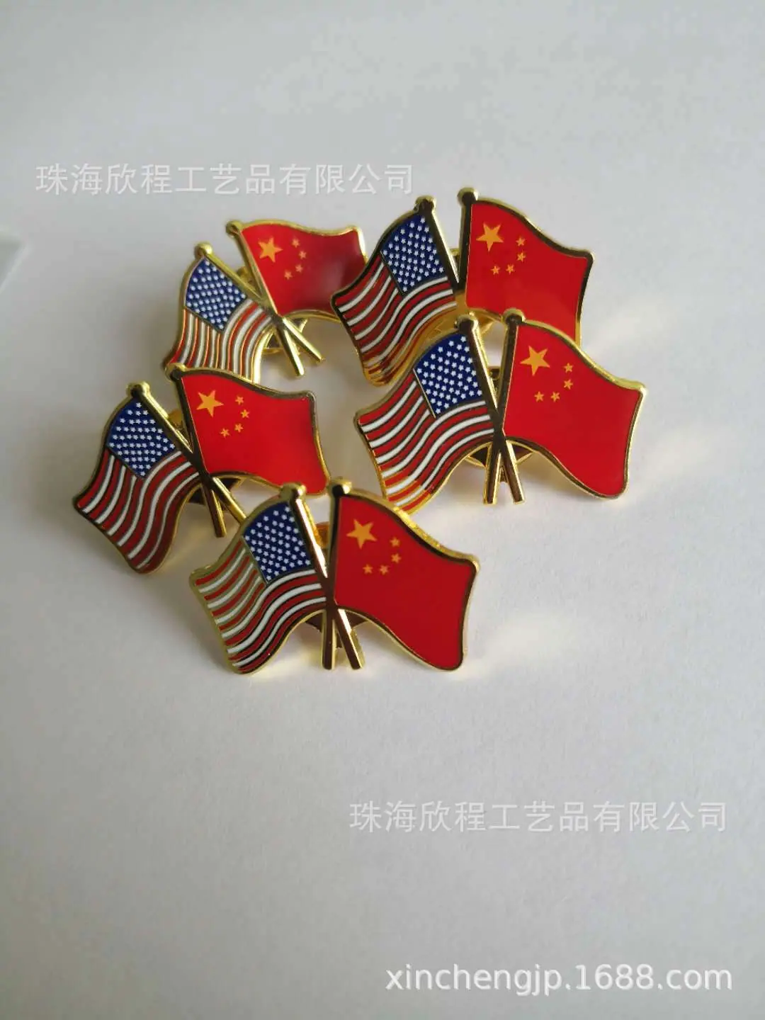 中美国旗珐琅