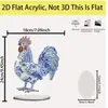 Decoración de Escritorio de Pascua Transfronteriza Gallo Conejo de Porcelana Azul y Blanco Adornos de Acrílico Animales Impresos Planos