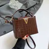 2025 Nuevo Bolso de Mano de Moda para Mujer con Patrón de Cocodrilo Bolso Cruzado Versátil Bolso Cuadrado Pequeño Bolso Cubo de Hombro de Gama Alta