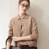 Colete Cardigan de Tricô 100% Caxemira Pura Feminino Gola Redonda com Botões Suéter para Camadas Sem Mangas Top Elegante