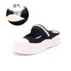 Pantuflas de Lona con Puntera para Mujer 2026 Verano Nuevo Estilo Sandalias con Velcro para Dedos Grandes para Mujer Uso Exterior de Suela Gruesa Medias Pantuflas con Pedrería