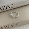Anillo de Plata de Ley S925 Estilo Coreano Simple con Circonita para Mujer Diseño de Nicho Estilo de Lujo Accesible Anillo Abierto Anillo de Dedo Índice de Gama Alta