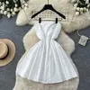 Vestido amarillo sin mangas estilo vacacional para mujer, verano, cintura alta, vestido tipo pastel de línea A adelgazante, elegante vestido corto sin tirantes