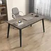 Escritorio de computadora estilo nórdico, escritorio para uso doméstico, con patas de hierro engrosadas, un toque de lujo, adecuado para transmisiones en vivo, trabajo de oficina, escritorio rectangular, escritorio largo