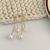 Pendientes Largos de Perlas Coloridos Pequeños Frescos Dulces Elegantes Línea para la Oreja Colgantes Traseros para Mujer Dos Formas de Usar Pendientes Distintivos