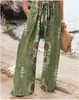 2026 Ropa de Mujer Transfronteriza Amazon Nuevo Cintura Alta Casual Holgado Pierna Ancha Pantalones Y2 Comercio Exterior Estampado Digital