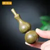 Cabaça de Sândalo Verde Natural Ornamento de Mão Item Pequeno Esculpido Pingente Portátil de Sorte e Prosperidade