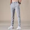 Pantalones de seda de hielo para hombre, sueltos, rectos, modernos, de negocios, de secado rápido, de verano, finos, informales, de verano