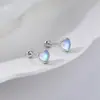 Brincos de Pedra da Lua em Prata S925 Femininos 2022 Nova Moda Estilo Japonês e Coreano Brincos Simples de Amor Brincos Pequenos com Fecho de Rosca
