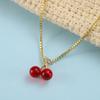 Collar de cerezas y aretes a juego, viento dulce fresco de alta gama, cadena para clavícula de temperamento simple, aretes al por mayor