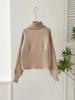 Suéter de cuello alto para otoño e invierno, de manga larga, talla grande, tejido para mujer, exportación transfronteriza europea y americana, hilo retorcido, tejido de color puro para mujer