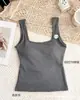Camisole Sexy de Lã Outonal com Costas Vazadas e Acolchoamento de Látex Emagrecedor, Top Justo Sem Mangas