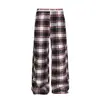 Pantalones Casuales de Pierna Ancha a Cuadros Bloque de Color Retro Americano para Hombres y Mujeres, Versátiles para Todas las Estaciones, Holgados, Adelgazantes, Pierna Recta, Sentido del Diseño, Pantalones Largos