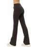 Pantalones de Yoga de Lycra Doble 6 de Gama Alta para Mujer, Pantalones de Fitness Ligeramente Acampanados de Cintura Alta, Pantalones Largos con Cintura de Cordón, Pantalones Acampanados Deportivos para Yoga