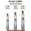 Jeans Acampanados Azul Claro para Mujer, Nuevo Estilo de Invierno, Para Chicas Petite Picantes, Tiro Alto, Adelgazantes, Lavado Retro, Pantalones de Pata de Elefante, Modernos
