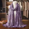 Nuevo pañuelo largo de georgette 50*160 cm con estampado grande de plumas, pañuelo largo de seda para protección solar de verano, pañuelo de seda para mujer