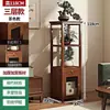 Estante de Flores Estilo Chino, Gabinete de Almacenamiento y Exhibición de Madera Maciza, Gabinete de Arte para Casa de Huéspedes Sala de Té, Soporte de Maceta de Piso para Sala de Estar, Bambú