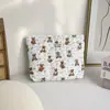 Lindo Bolso Cosmético Acolchado de Oso de Dibujos Animados, Bolso de Mano para Niña de Aspecto Elegante, Dulce Bolsa de Almacenamiento Forro de Gran Capacidad