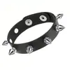 Pulsera Punk Exagerada Transfronteriza con Remaches Cónicos Puntiagudos, Pulsera de Cuero de Tres Filas, Pulsera de Calavera Rock Oscuro