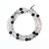 Fabricantes de origen cabello negro natural Cristal semiacabado pulsera de cuentas sueltas collar de cuentas material de cuentas redondas de cristal negro DIY