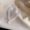 Nueva Cadena para Clavícula de Caromay, Collar Estilo Hepburn, Collar de Aspecto Elegante con Cuatro Perlas y Colgante