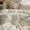 Estampado de Gatito de Dibujos Animados Tela tipo Nube Clase A Juego de Sábanas y Funda de Edredón de Cuatro Piezas para Cama de Dormitorio Juego de Tres Piezas Ropa de Cama para Niños
