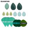 Conjunto de Ferramentas de Maquiagem com Pedido Mínimo de 1 Peça, Conjunto de 15 Peças com Puff para Pó Seco, Esponja, Beauty Blender, Mini Ferramenta de Maquiagem para Dedo de Uso Duplo Seco e Molhado
