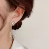 Brincos Longos com Franjas de Flor de Zircônia Cobre Super Imortal para Mulheres Joia de Orelha Elegante de Luxo Leve Par