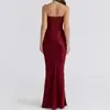 Vestido Largo Bustier Sexy Estilo Nuevo de Invierno, Estilo Elegante de Dama, Color Sólido, Sencillo, de Gama Alta, Espalda Descubierta, Ajustado, Vestido Elegante