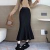 Saia de Tricô com Franjas Estilo Western para Mulheres 2024 Outono e Inverno Novo Estilo Emagrecedor Cintura Alta Pequena Justa no Quadril Saia Cauda de Peixe