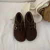 Sapatos Femininos de Inverno de Algodão Planos Fofos e Peculiares Estilo Birkenstock, Sapatos Peludos Redondos Retrô, Mocassins Quentes, Sapatos Mary Jane