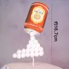 Decoración de Pastel Horneado Verano Burbuja Cerveza Tarjeta Enchufe Vertiendo Latas de Espuma Decoración de Cumpleaños para Hombre
