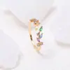 Anillo Geométrico de Flor de Color Irregular con Espiga de Trigo Abierta Moda Versátil Banda de Anillo Colorfast de Alto Grado