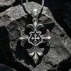 Atacado de joias aço titânio dominante caveira pingente personalidade masculina pingente de colar cruz retrô SP530