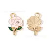 Flor Rosa Pontilhada Flor de Diamante Gotejamento de Óleo Joias Acessórios Pingente de Liga DIY Corrente para Celular Pingente de Chaveiro Feito à Mão